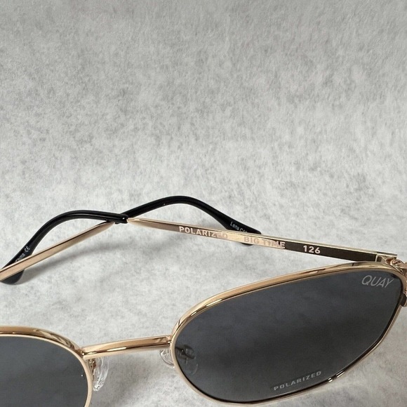 Quay x Love Island Big Time Round Sunglasses Gold Smoke Polarized Lightweight - Picture 6 of 8